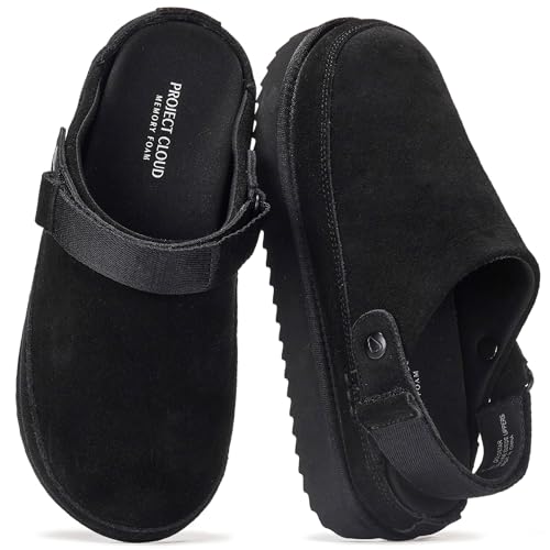 Project Cloud 100% Genuine Leather Clogs for Women - Memory Foam Womens Clogs & Mules with Adjustable Straps - Lightweight Platform Shoes Non-Slip Slides (Goldstar)