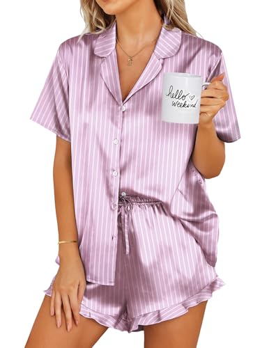 Ekouaer Satin Pajamas Set