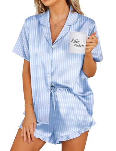 Ekouaer Satin Shorts Set