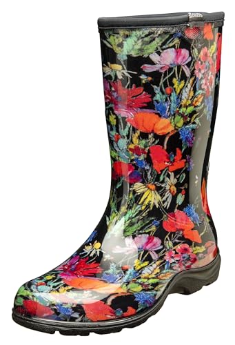 Sloggers Waterproof Garden Rain Boots for Women - Cute Mid-Calf Mud & Muck Boots with Premium Comfort Support Insole