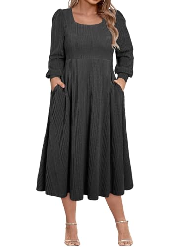 Eytino Womens Plus Size Midi Sweater Dress