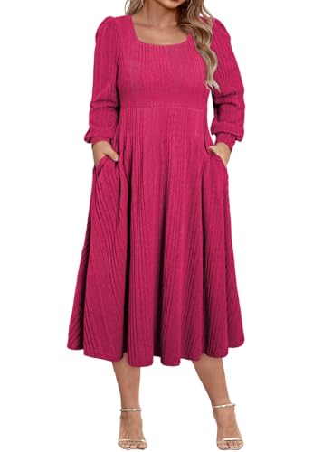Eytino Womens Plus Size Midi Sweater Dress