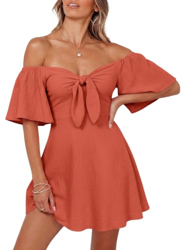 Dokotoo Womens Dresses 2025 Summer Fall Deep V Neck Elegant Bow tie Mini Dress S-XL
