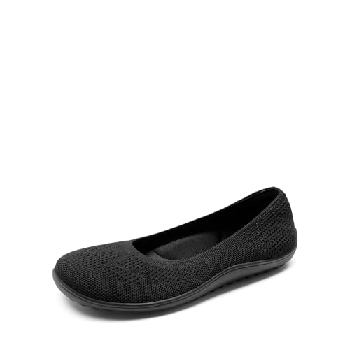 DREAM PAIRS Women's Ballet Flats, Wide Toe Box Knit Flats for Women with Arch Support, Comfortable Slip On Dressy Travel Work Business Office Shoes for Women