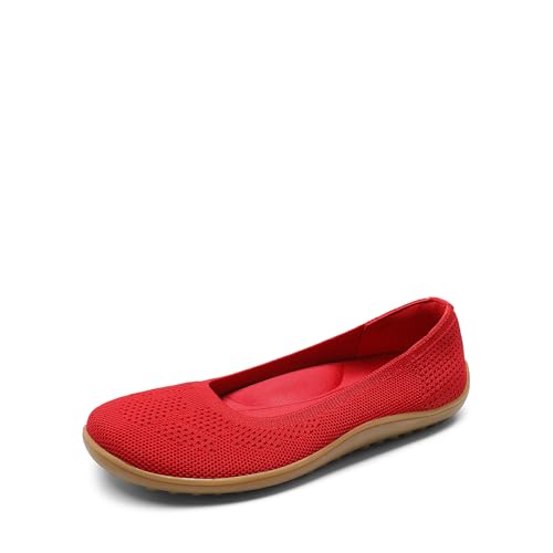 DREAM PAIRS Women's Ballet Flats, Wide Toe Box Knit Flats for Women with Arch Support, Comfortable Slip On Dressy Travel Work Business Office Shoes for Women