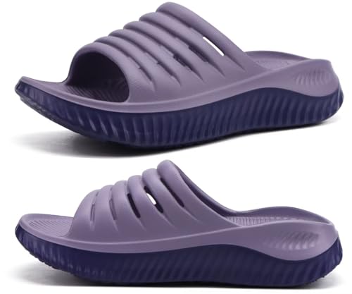 KuaiLu Womens Recovery Sandals With Comfortable Plantar Fasciitis Support,Ladies Orthotic Open Toe Sport Slides Thick Cushion Reduces Stress on Feet,Joints & Back Post-Exercise