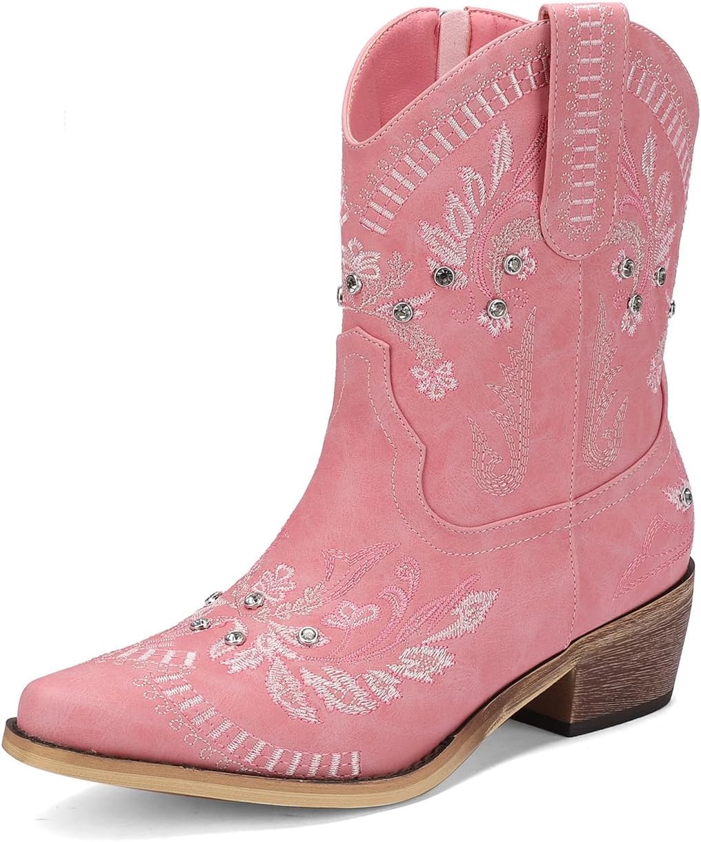 Krypthixor Rhinestone Ankle Cowboy Boots