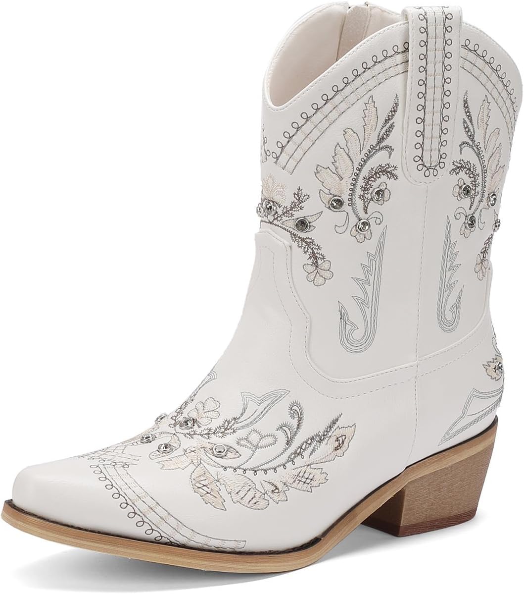 Krypthixor Rhinestone Ankle Cowboy Boots
