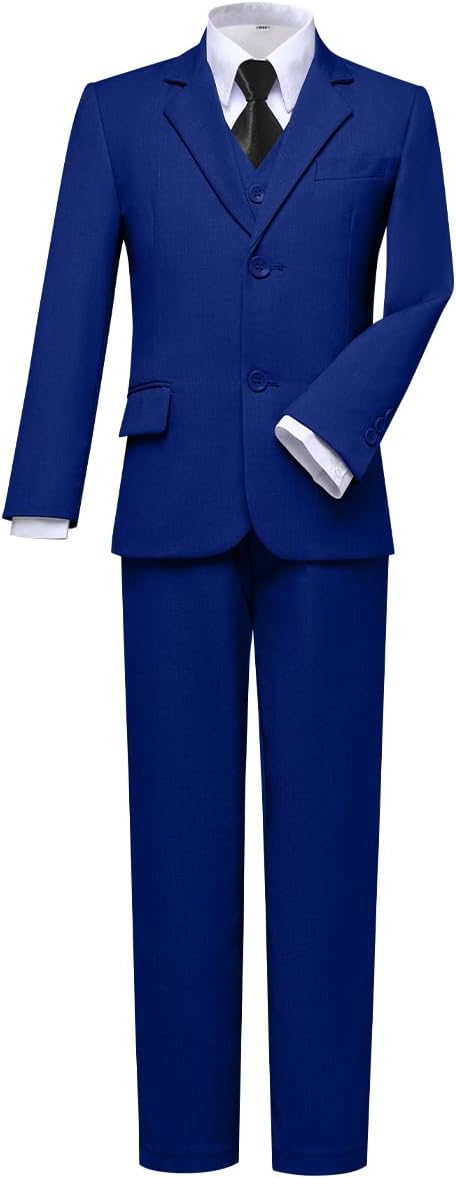 Visaccy Boys Formal Suit Slim Fit Dress Clothes Ring Bearer Outfit Tuxedo Suits,Adjustable Waist