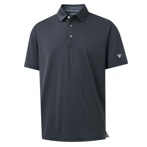 M MAELREG Golf Shirts for Men Moisture Wicking Jacquard Breathable Performance Dry Fit Collared Mens Polo Shirts Short Sleeve