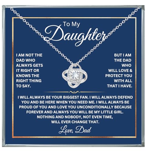 To My Daughter Necklace From Dad With Heartfelt Message, Daughter Birthday Present From Dad, Jewelry Gifts For Graduation for Her From Mom or Daddy, 14K Pendant