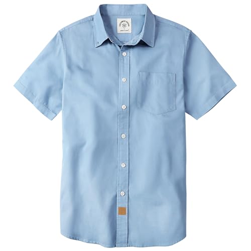 Dubinik Mens Short Sleeve Button Down Shirts Soft Breathable Summer Vintage Regular Fit Lightweight Men's Casual Shirt