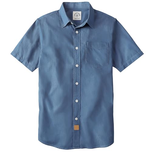 Dubinik Mens Short Sleeve Button Down Shirts Soft Breathable Summer Vintage Regular Fit Lightweight Men's Casual Shirt