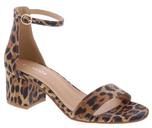 TOP Moda Darcie-1 Ankle Strap Dressy High Heel Sandal, Non-slip Sole, For Wedding, Party, Prom, Evening Wear, or Any Occasion, Sleek Style Block Heel Sandals