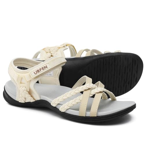 UBFEN Womens Hiking Comfort Sport Sandals Beach Vacation Camping Casual Sport Sandals with Adjustable Straps and Arch Support