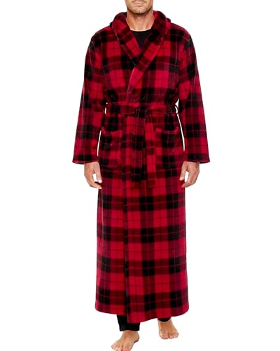 Alexander Del Rossa Mens Robe with Hood (Plaid)