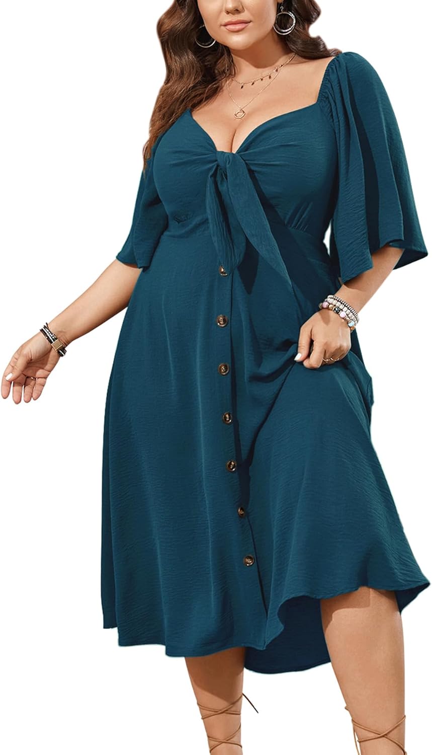 SCOMCHIC Smocked Midi Dress
