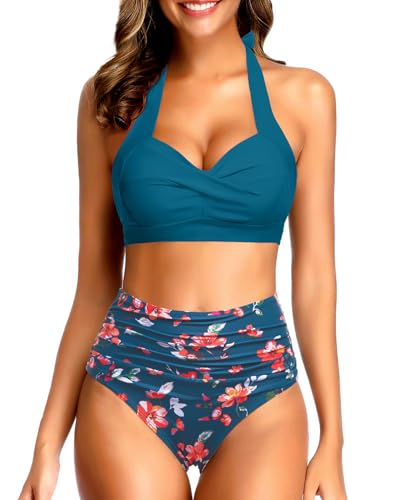 Tempt Me High-Waist Bikini (Green Floral)