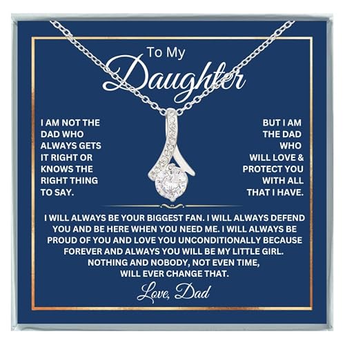 To My Daughter Necklace From Dad With Heartfelt Message, Daughter Birthday Present From Dad, Jewelry Gifts For Graduation for Her From Mom or Daddy, 14K Pendant
