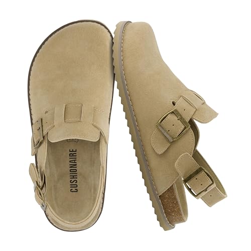 CUSHIONAIRE Brooklyn Suede Womens Slides Comfortable Clog Mules with Adjustable Buckles  Summer Shoes for Women