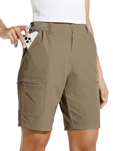Willit Women's 10" Hiking Cargo Shorts Stretch Golf Active Long Quick Dry Outdoor Summer Shorts