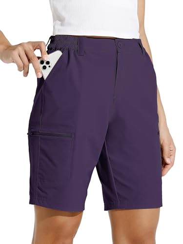 Willit Women's 10" Hiking Cargo Shorts Stretch Golf Active Long Quick Dry Outdoor Summer Shorts