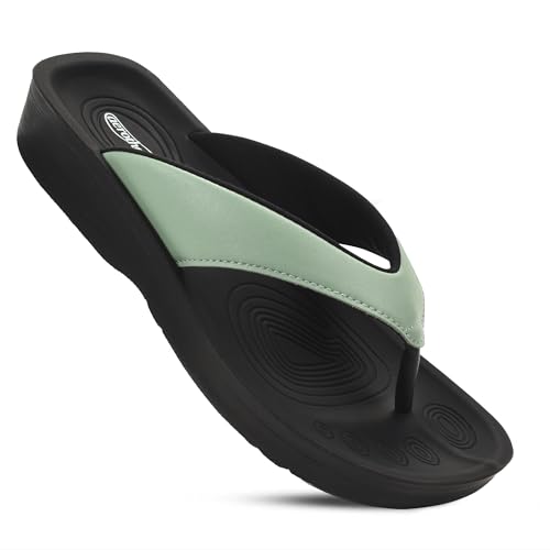 AEROTHOTIC Arch Support Flip Flops for women Stylish Cushioned Padded Straps with Soft Toe Post Slip on Footwear Dressy Travel Recovery Outdoor Comfortable Walking Women Sandals