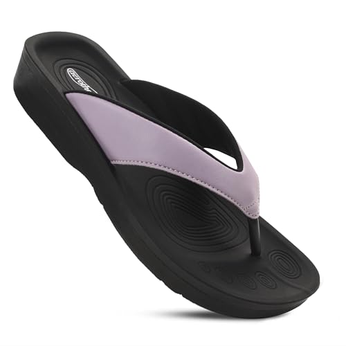 AEROTHOTIC Arch Support Flip Flops for women Stylish Cushioned Padded Straps with Soft Toe Post Slip on Footwear Dressy Travel Recovery Outdoor Comfortable Walking Women Sandals