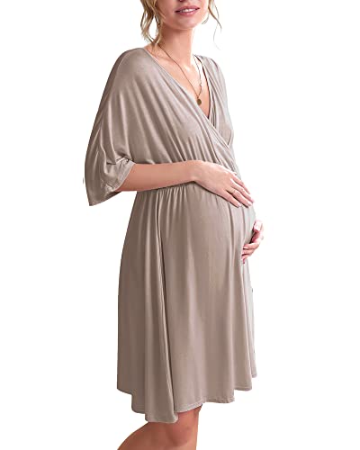 Ekouaer 3 in 1 Labor/Delivery/Hospital Gown Maternity Dress Nursing Nightgown Sleepwear for Breastfeeding