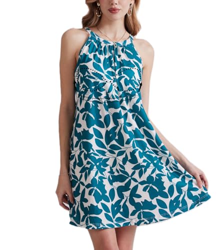 ANYFITTING Summer Dress with Built in Bra Casual Beach Sundress Flowy Halter Mini Short Dresses for Women 2025