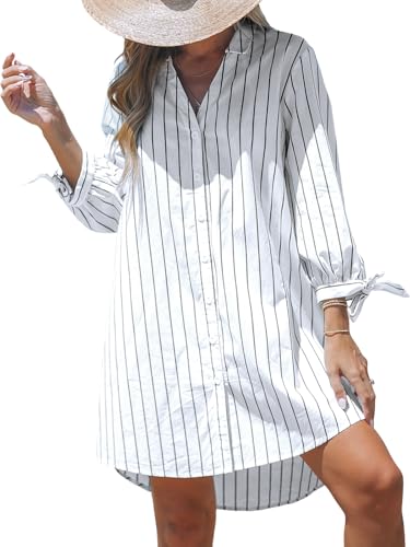 CUPSHE White Pinstriped Cotton Dress