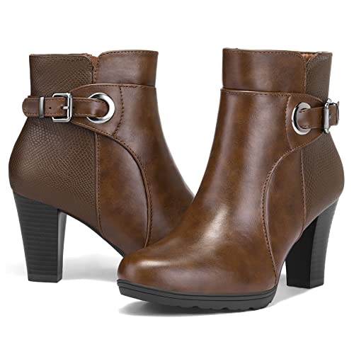 mysoft Women's Zipper Booties Chunky Stacked Heel