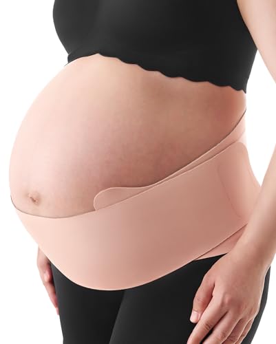 Momcozy Belly Bands for Pregnant Women, One-Piece & Portable Pregnancy Belly Band with Ergonest Back Support & Breathable Fabric  Adjustable Maternity Belt for Small/Round/High-Carrying Belly