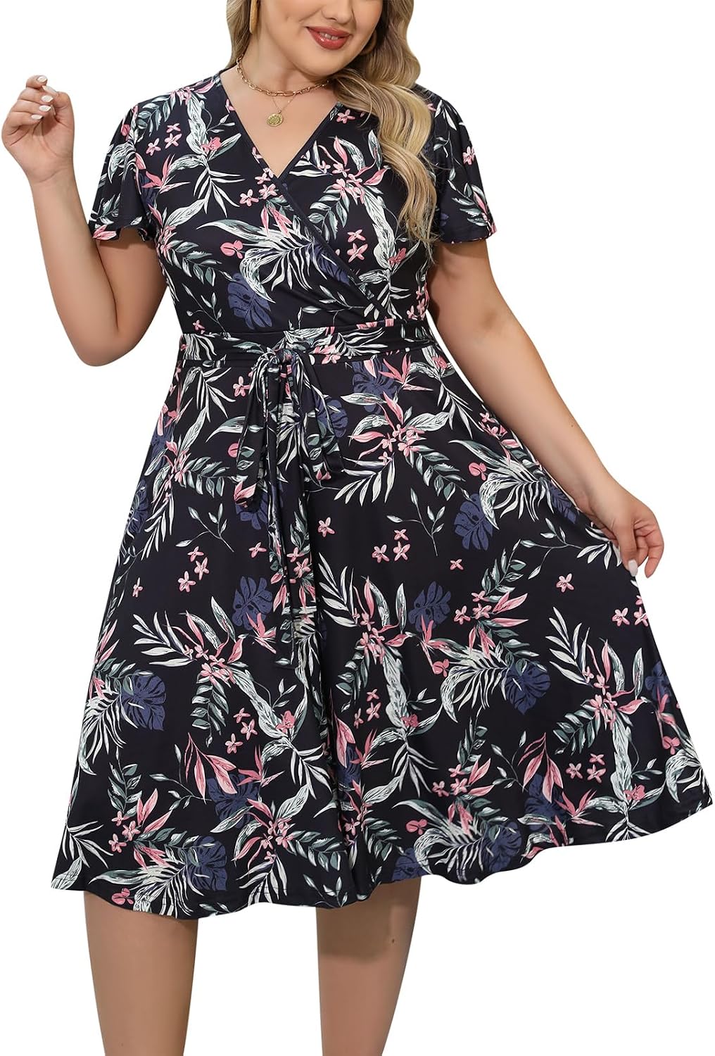 Nemidor Plus Size V-Neck Midi (B0DSBKXVT8)