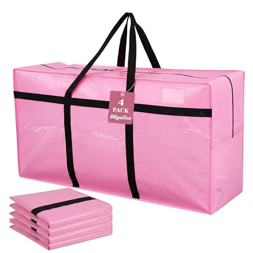 4 Pcs 66 Gallon Large Moving Bags (Pink)