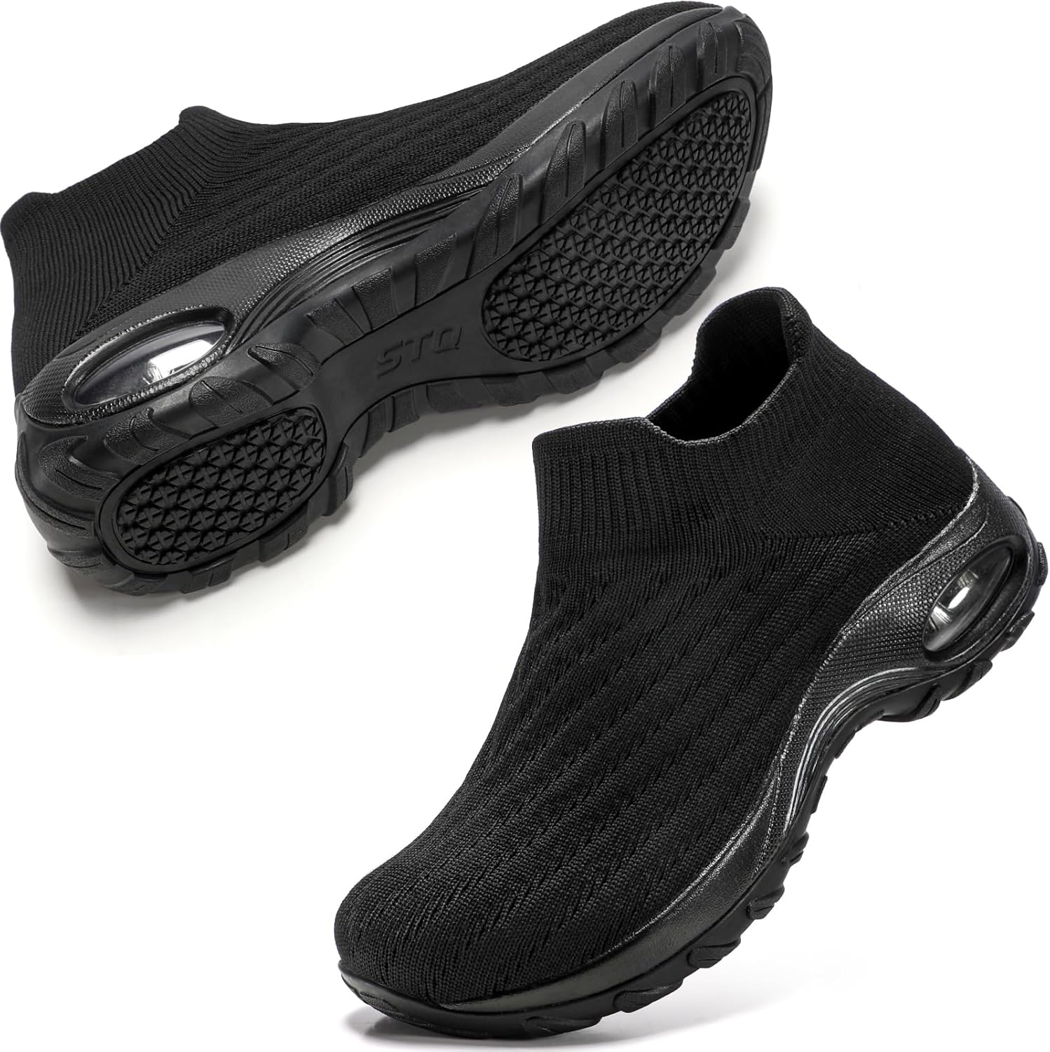 STQ Walking Shoes Women Slip on Sneakers Non Slip Work Air-Cushion Arch Support Tennis Plantar Fasciitis Orthopedic Breathable Mesh Comfortable Ladies Nursing