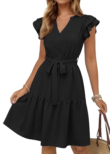 KIRUNDO Knee-Length Flutter Midi