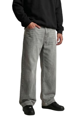 Plaid&Plain Men's Hip Hop Baggy Jeans