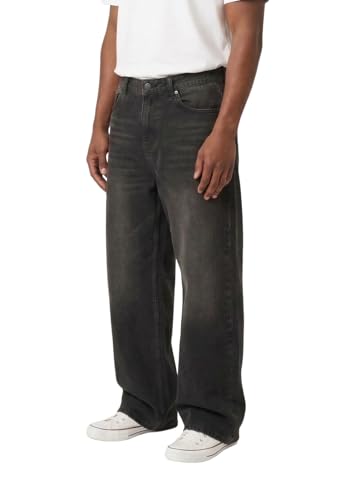 Plaid&Plain Men's Hip Hop Baggy Jeans