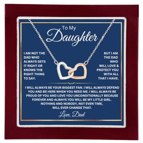To My Daughter Necklace From Dad With Heartfelt Message, Daughter Birthday Present From Dad, Jewelry Gifts For Graduation for Her From Mom or Daddy, 14K Pendant