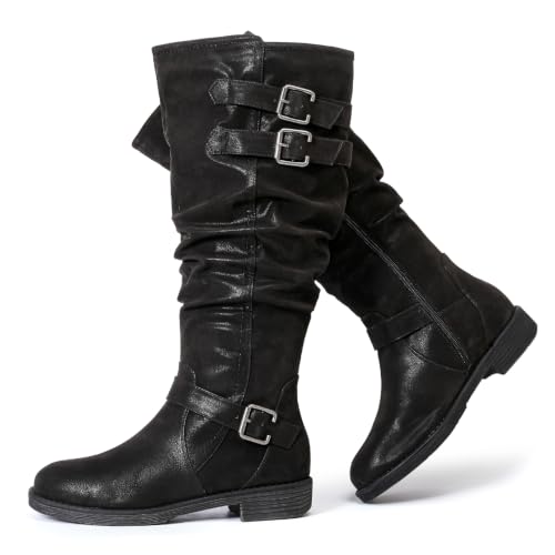 Luoika Women's Extra Wide Calf Knee High Boots, Plus Size Slouchy Knee-High Boots.
