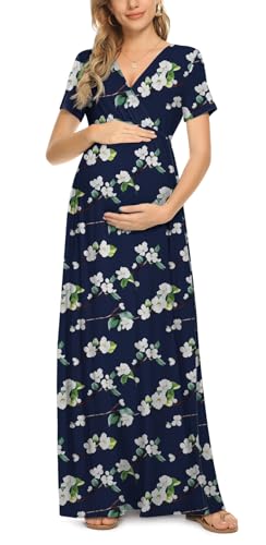 Xpenyo Maternity Maxi Dress Women Casual Wrap Long Baby Shower Pregnancy Dresses