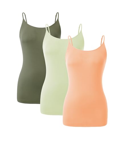 DAVID ARCHY Camisole Tops for Women Bamboo Rayon Soft Breathable Women's Undershirts 3 Pack Layering, Lounge, Sleepwear