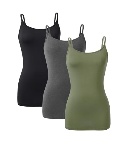 DAVID ARCHY Camisole Tops for Women Bamboo Rayon Soft Breathable Women's Undershirts 3 Pack Layering, Lounge, Sleepwear