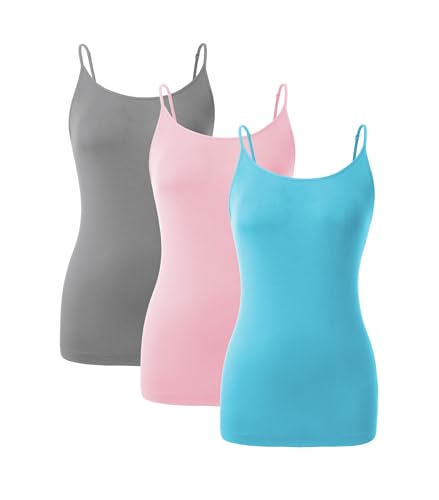 DAVID ARCHY Camisole Tops for Women Bamboo Rayon Soft Breathable Women's Undershirts 3 Pack Layering, Lounge, Sleepwear