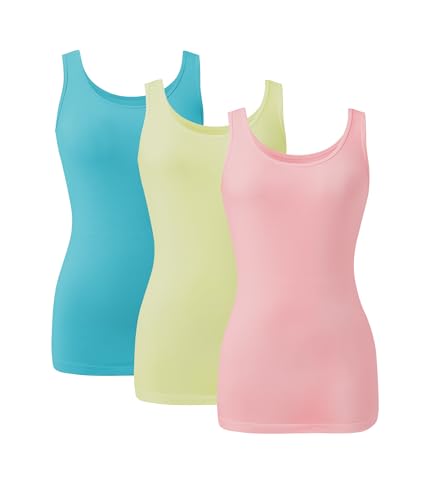 DAVID ARCHY Camisole Tops for Women Bamboo Rayon Soft Breathable Women's Undershirts 3 Pack Layering, Lounge, Sleepwear