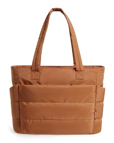 BAGSMART Tote Bag for Women, Lightweight Puffy Tote Bag with Compartments Quilted Shoulder Bag Handbag for Travel, Work, Gym
