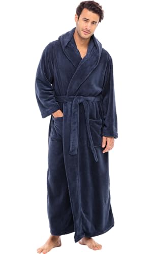 Alexander Del Rossa Mens Robe with Hood (Muted Navy)