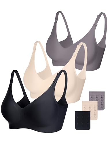 Vinfact Smooth Nursing Bras for Breastfeeding Seamless Maternity Bras for Pregnancy Wireless Bralette with Extra Bra Extender