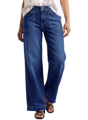 Sidefeel Women's Straight Leg Jeans High Waisted Stretchy Tummy Control Wide Leg Denim Pants Fall Outfits